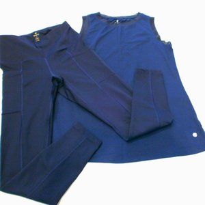 Apana Activewear Set. Top (s) and Leggings 23" (XS) Dark Colbalt Blue, 2 piece